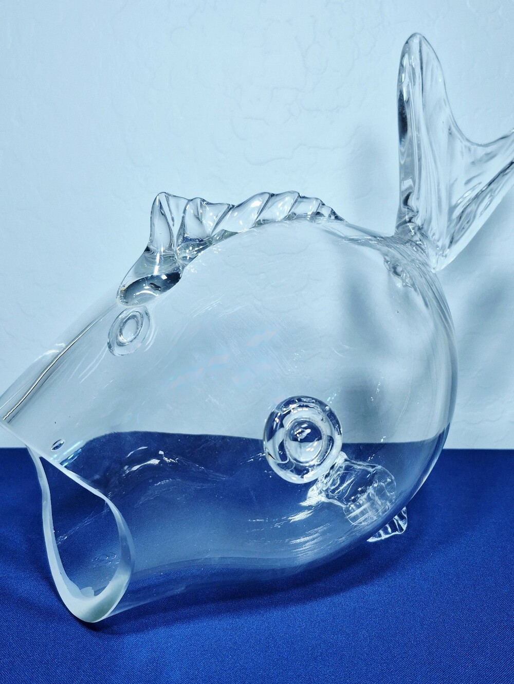 Vintage 16" Blenko Style Clear Glass Fish Bowl Vase Terrarium Shannon Crystal